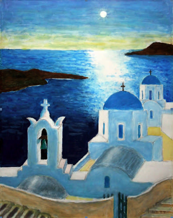 抽象画『サントリーニ島』