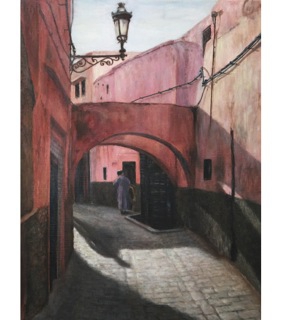 油絵『モロッコの街角』