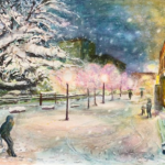 水彩画『雪の夜』
