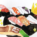 ジュニアクラス会員作品　水彩画『お寿司』